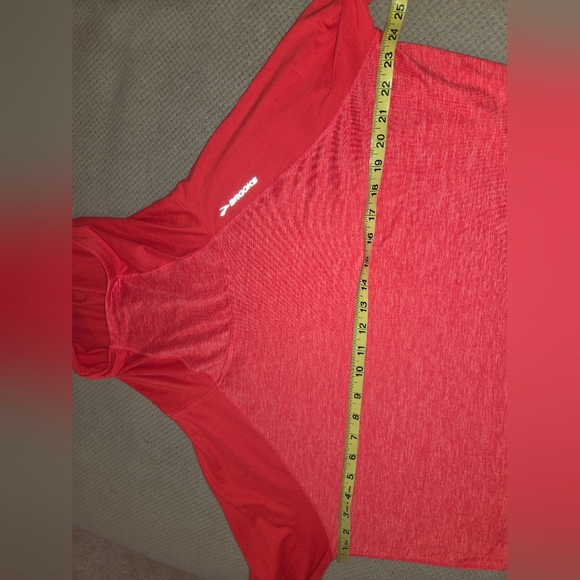 Brooks Long Sleeve Funnel Neck Hooded Shirt Coral women's Size Medium Preowned - Picture 4 of 13